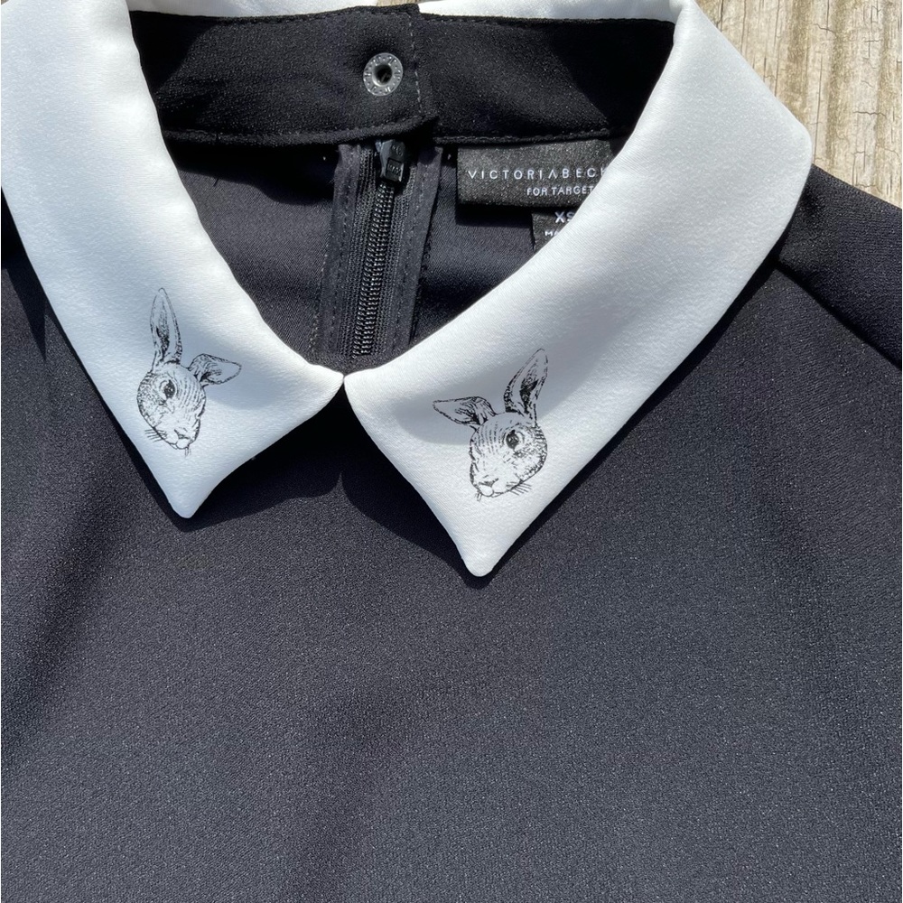 Victoria Beckham for Target Black Collared Bunny Shift Dress Size XS NWT - Picture 4 of 11